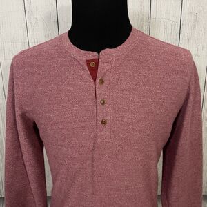 UNTUCKit Men's Large Red Cotton & Polyester Long Sleeve Thick Pullover Henley